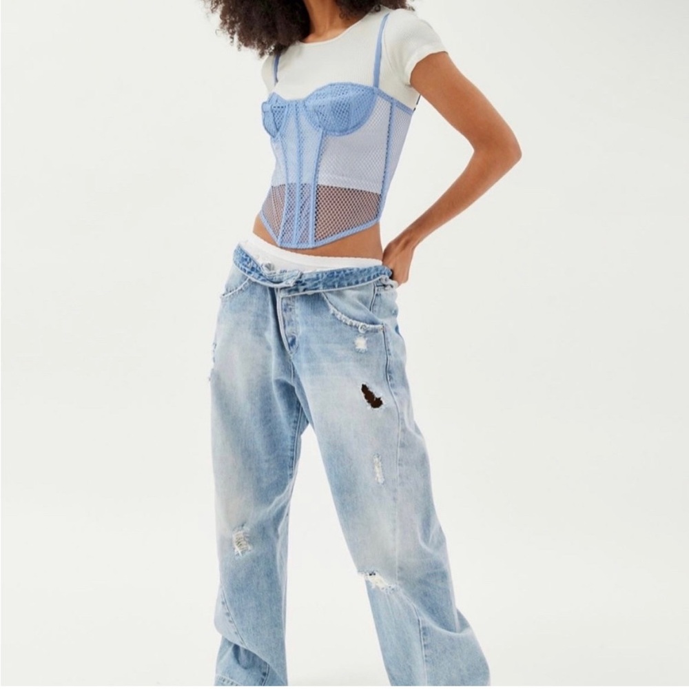 Urban Outfitters Out From Under Blue Corset Top 90s Fairy Grunge M